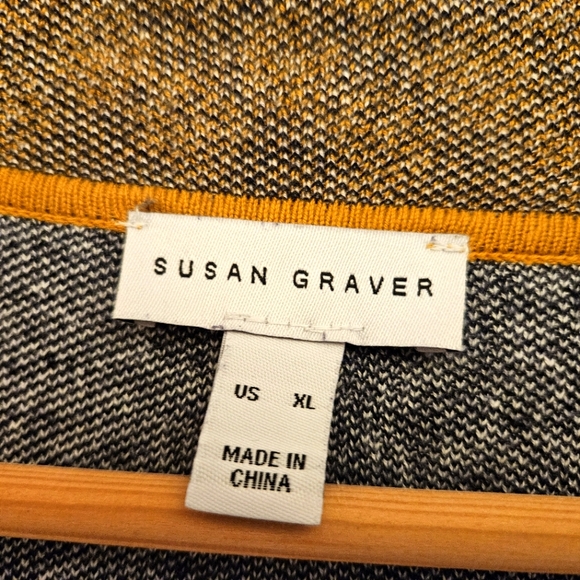 Susan Graver Knit Cardigan Jacket. Navy and Gold. XL. - Picture 2 of 2